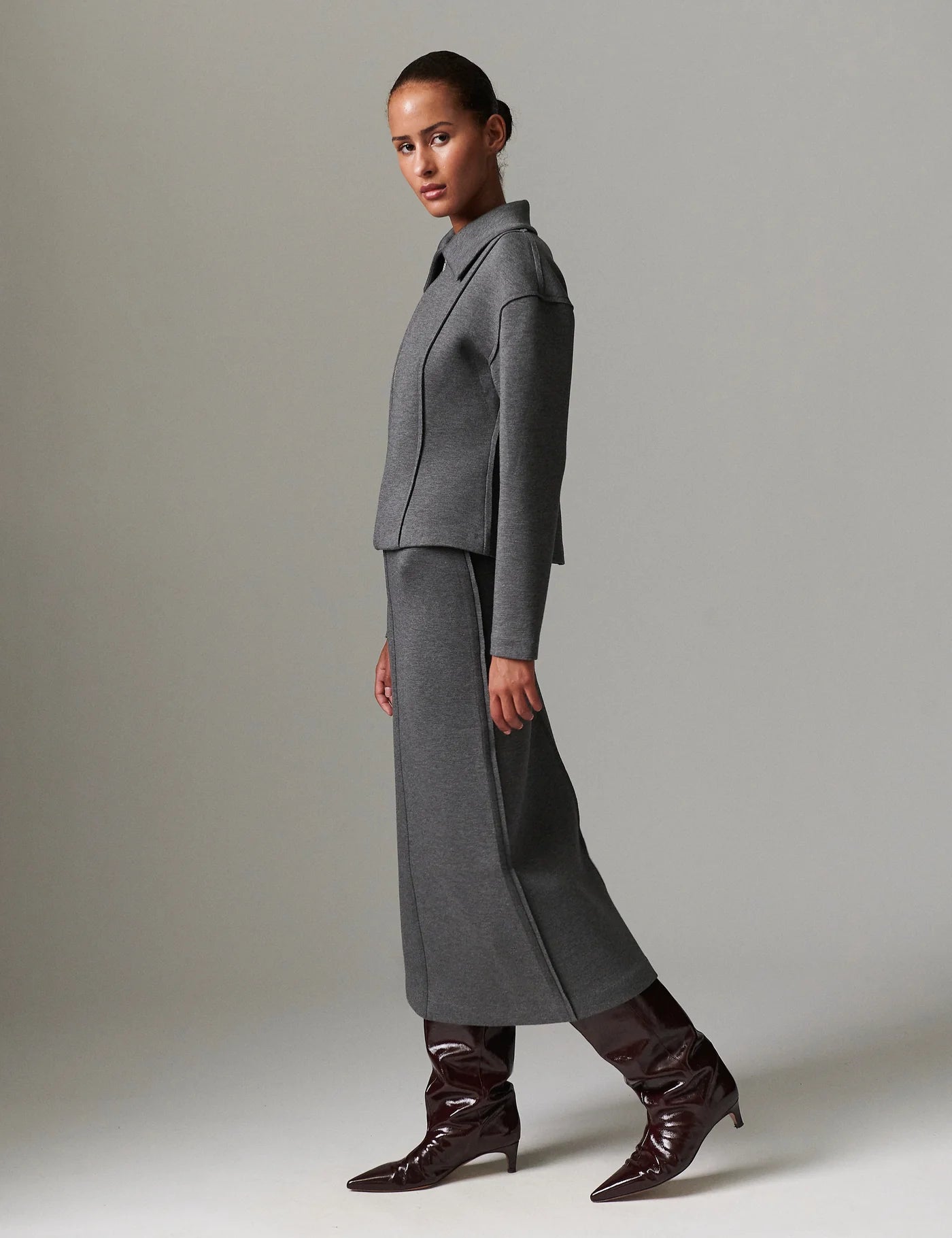 Suzie Scuba nederdel - Medium Grey Melange